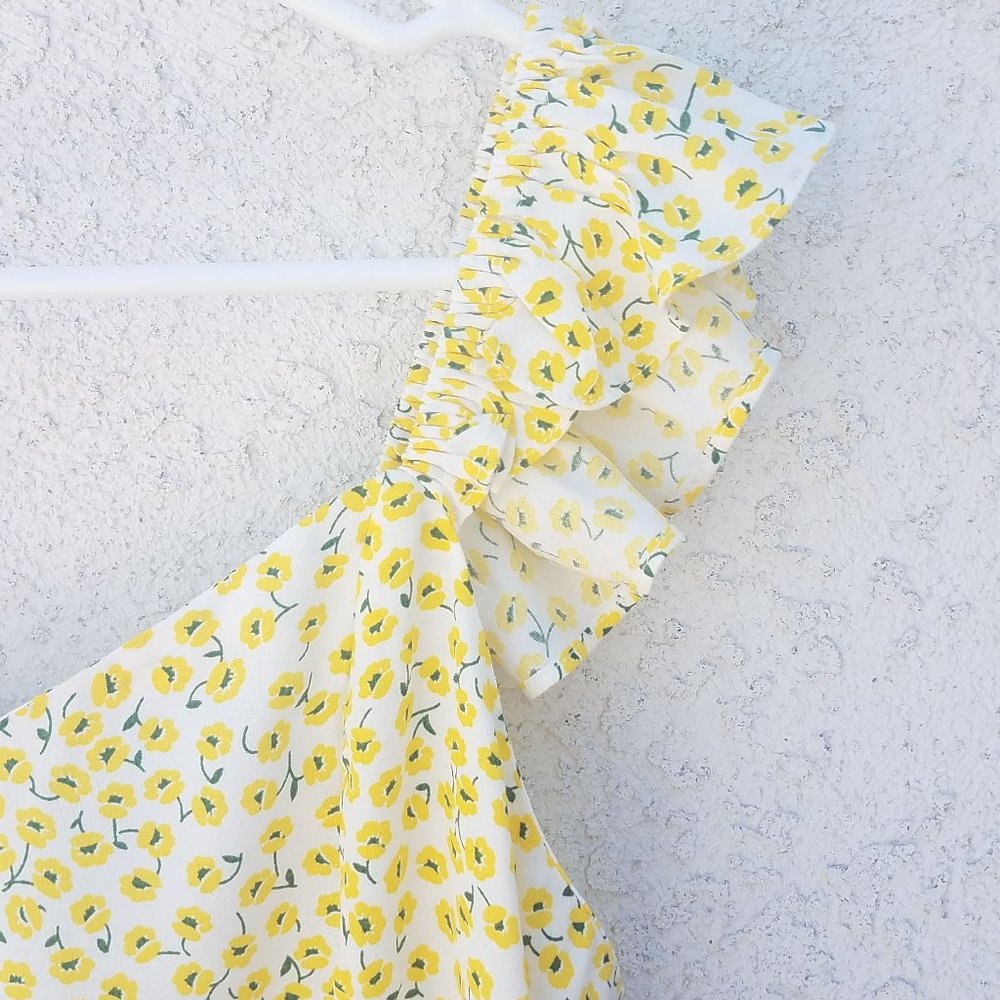 H&M Yellow Floral Ruffle-trimmed Top - Picture 8 of 13